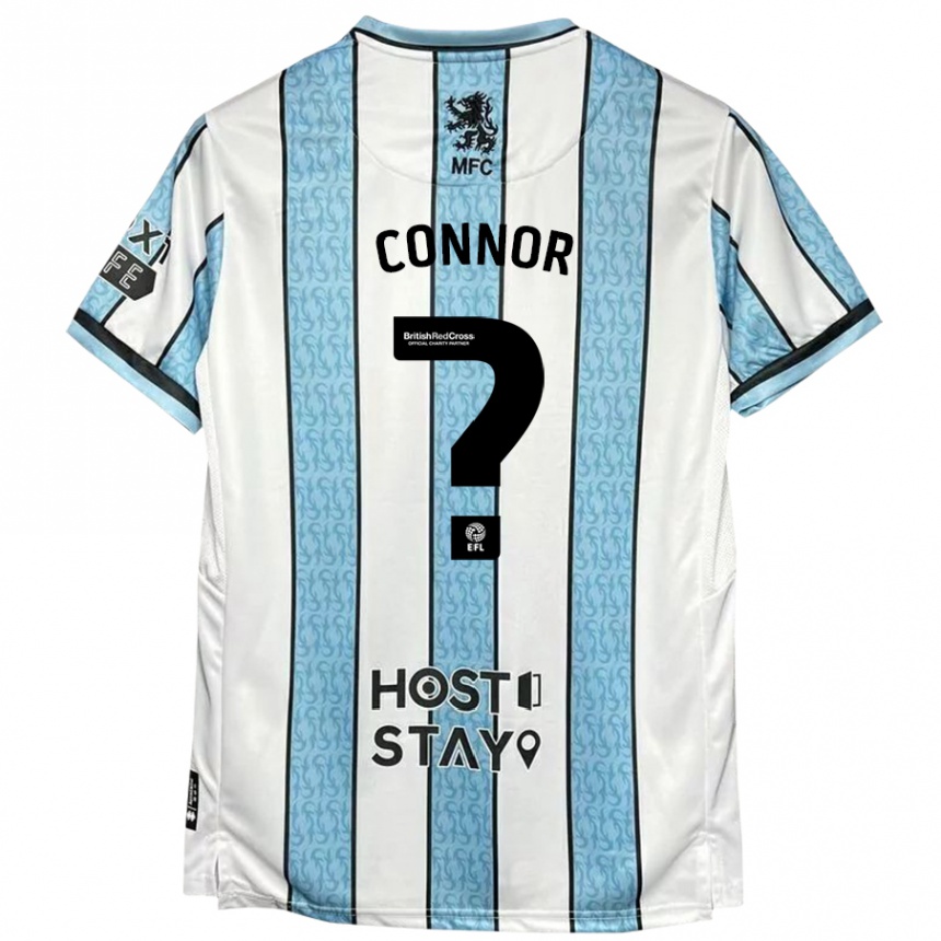 Kids Football Shea Connor #0 White Blue Away Jersey 2024/25 T-Shirt