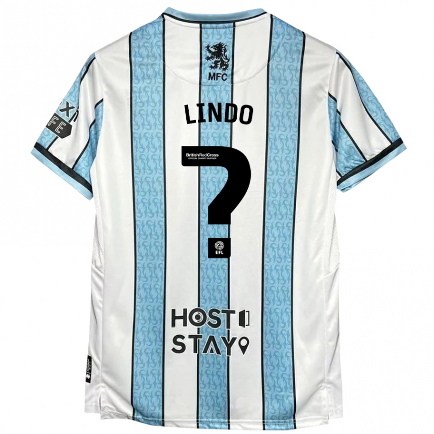 Kids Football Afonso Lindo #0 White Blue Away Jersey 2024/25 T-Shirt