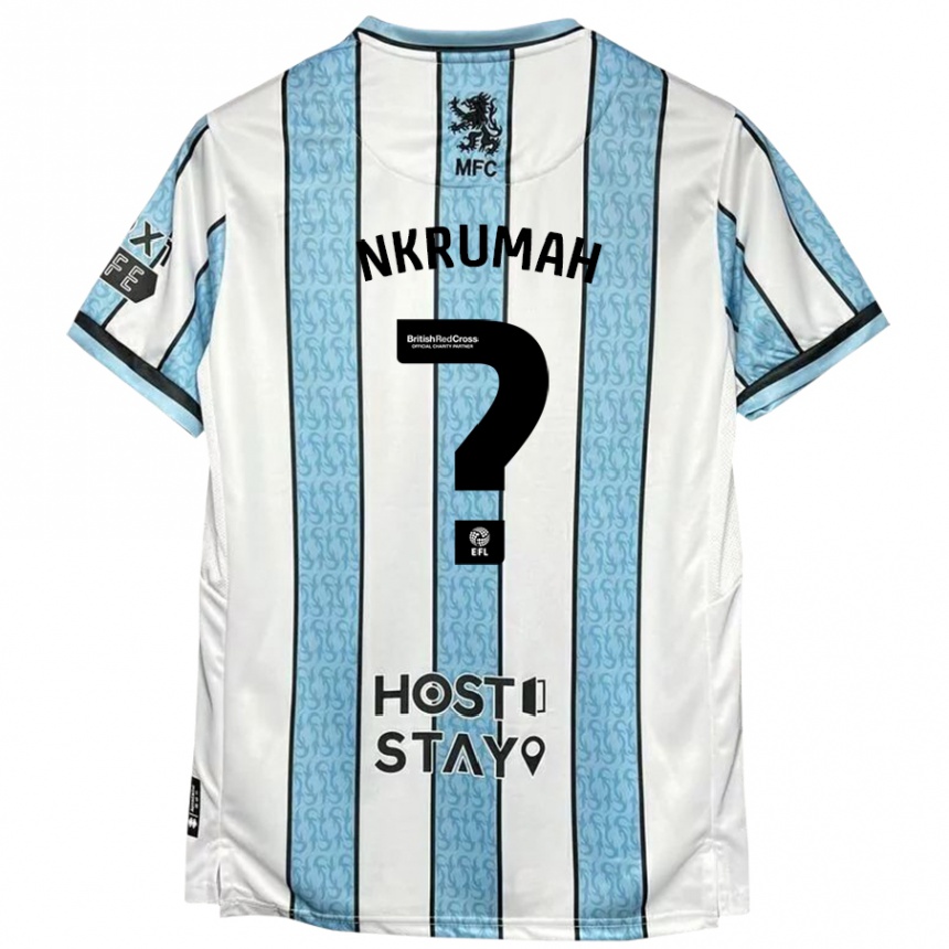 Kids Football Daniel Nkrumah #0 White Blue Away Jersey 2024/25 T-Shirt