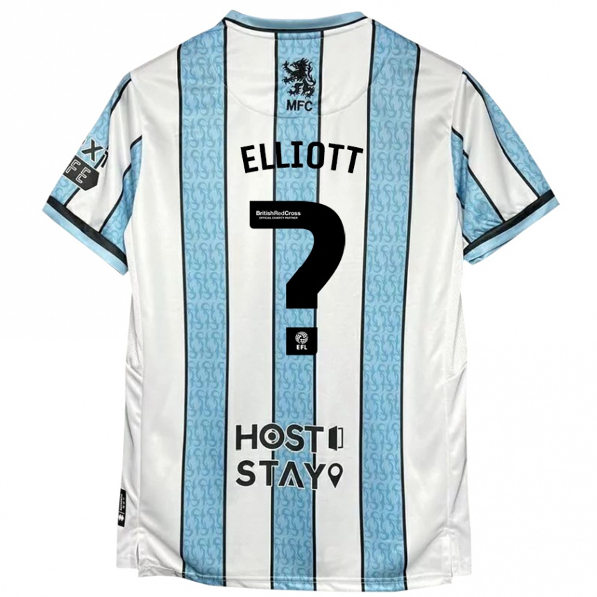 Kids Football Felix Elliott #0 White Blue Away Jersey 2024/25 T-Shirt