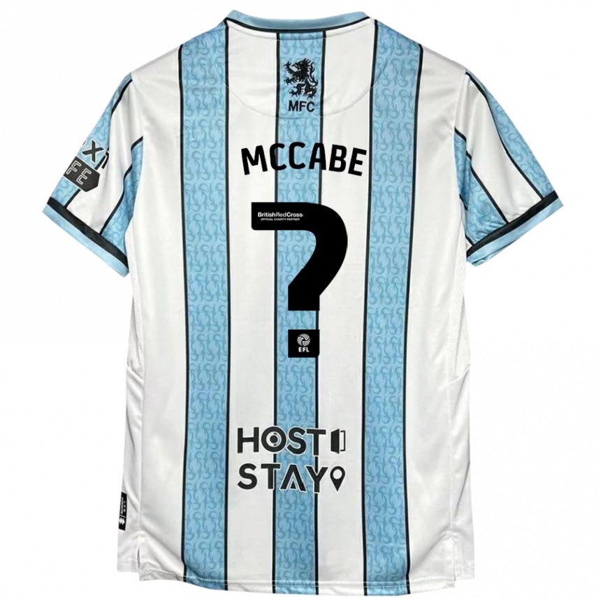 Kids Football Iain Mccabe #0 White Blue Away Jersey 2024/25 T-Shirt