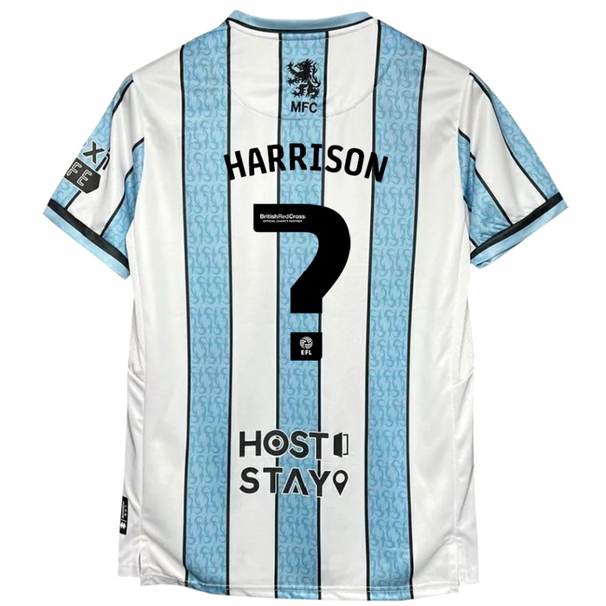 Kids Football Lucas Harrison #0 White Blue Away Jersey 2024/25 T-Shirt