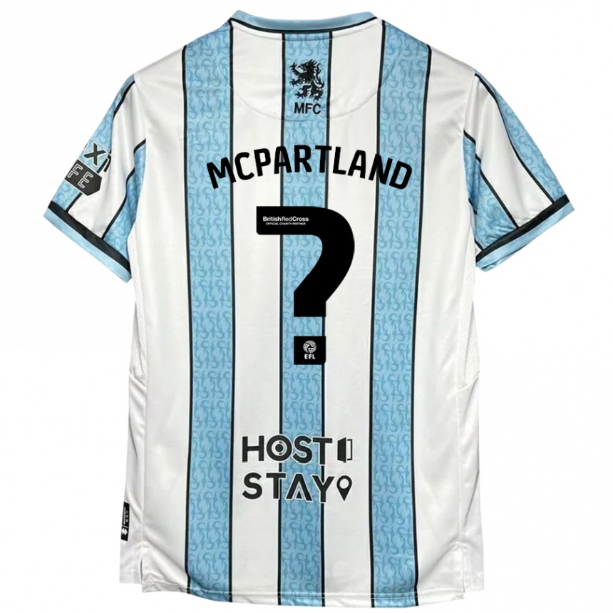 Kids Football Will Mcpartland #0 White Blue Away Jersey 2024/25 T-Shirt