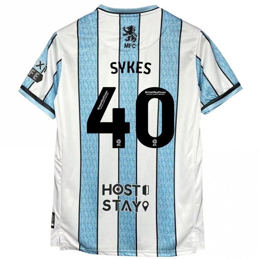 Kids Football Cain Sykes #40 White Blue Away Jersey 2024/25 T-Shirt