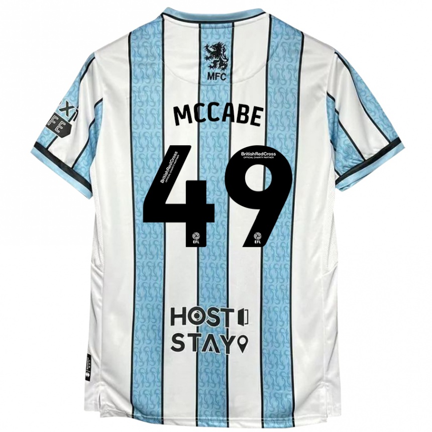 Kids Football Law Mccabe #49 White Blue Away Jersey 2024/25 T-Shirt