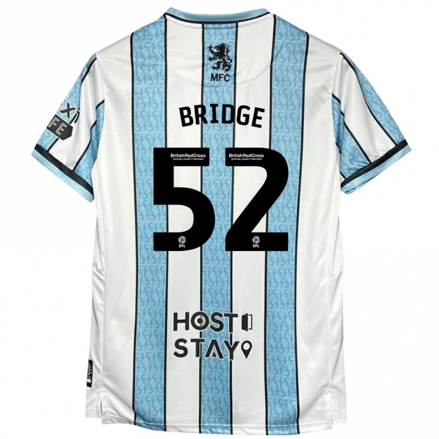 Kids Football Aj Bridge #52 White Blue Away Jersey 2024/25 T-Shirt