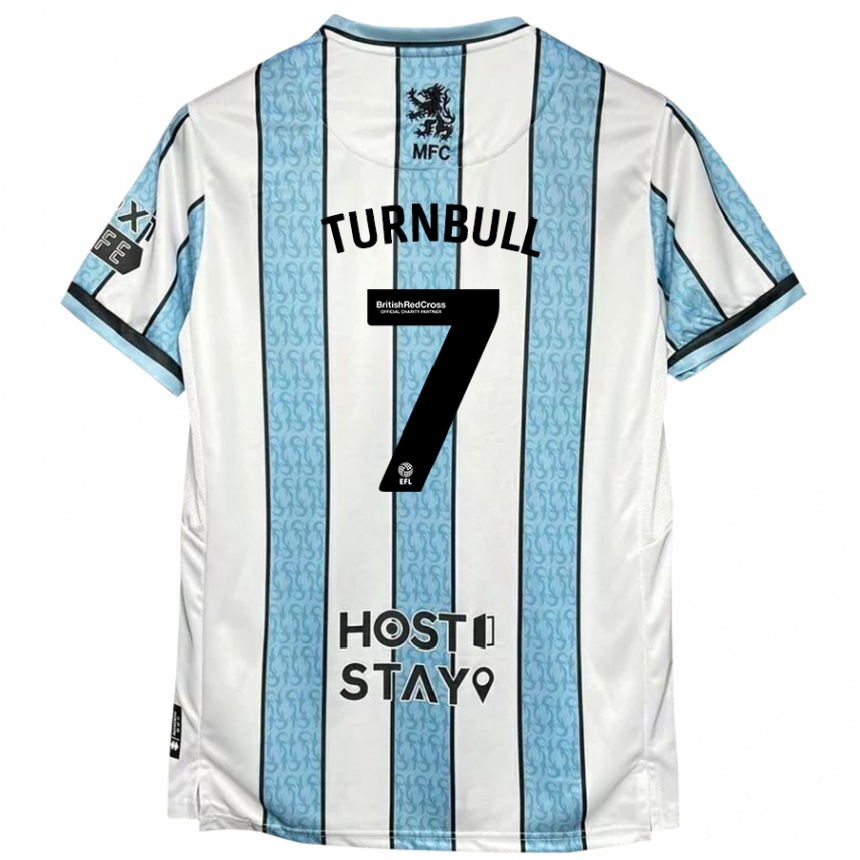 Kids Football Ellen Turnbull #7 White Blue Away Jersey 2024/25 T-Shirt