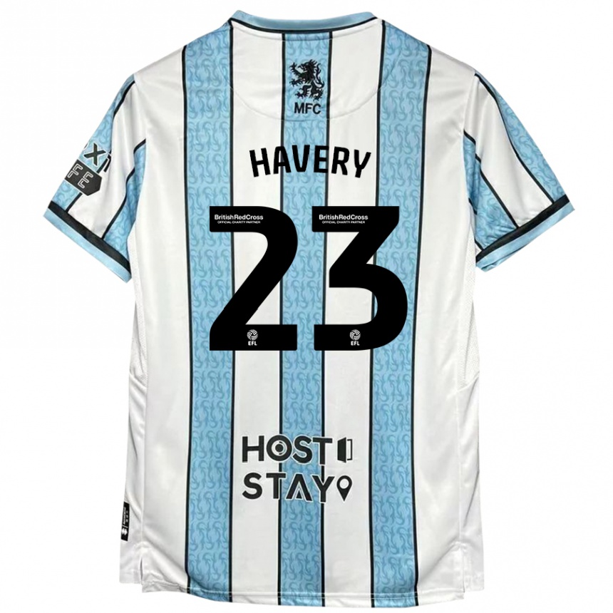 Kids Football Nicole Havery #23 White Blue Away Jersey 2024/25 T-Shirt