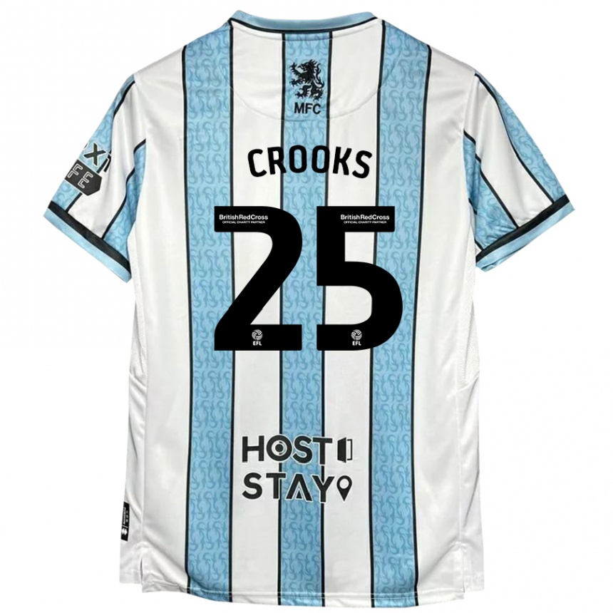 Kids Football Matt Crooks #25 White Blue Away Jersey 2024/25 T-Shirt