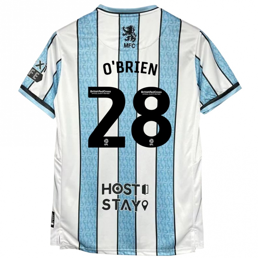 Kids Football Lewis O'brien #28 White Blue Away Jersey 2024/25 T-Shirt