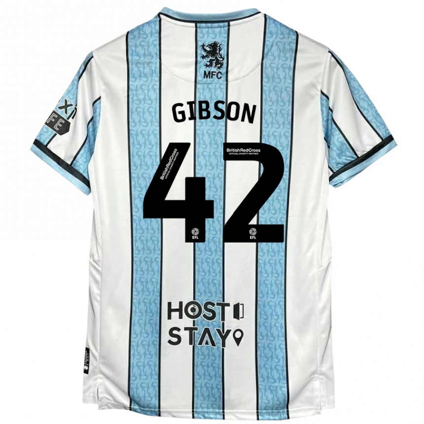 Kids Football Joseph Gibson #42 White Blue Away Jersey 2024/25 T-Shirt