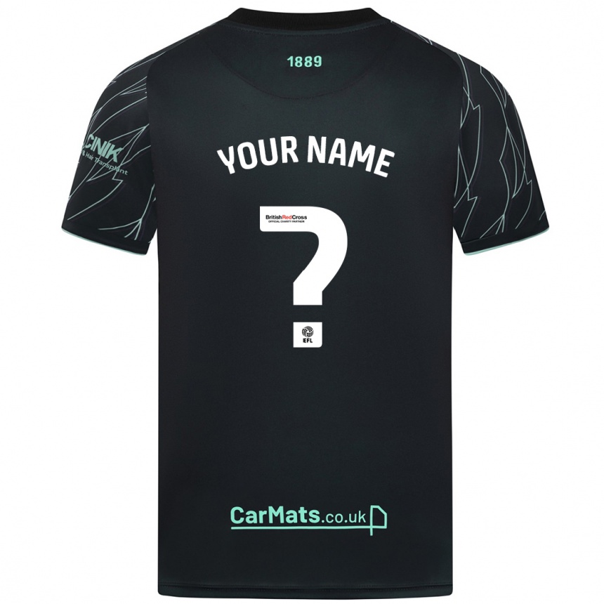 Kids Football Your Name #0 Black Green Away Jersey 2024/25 T-Shirt