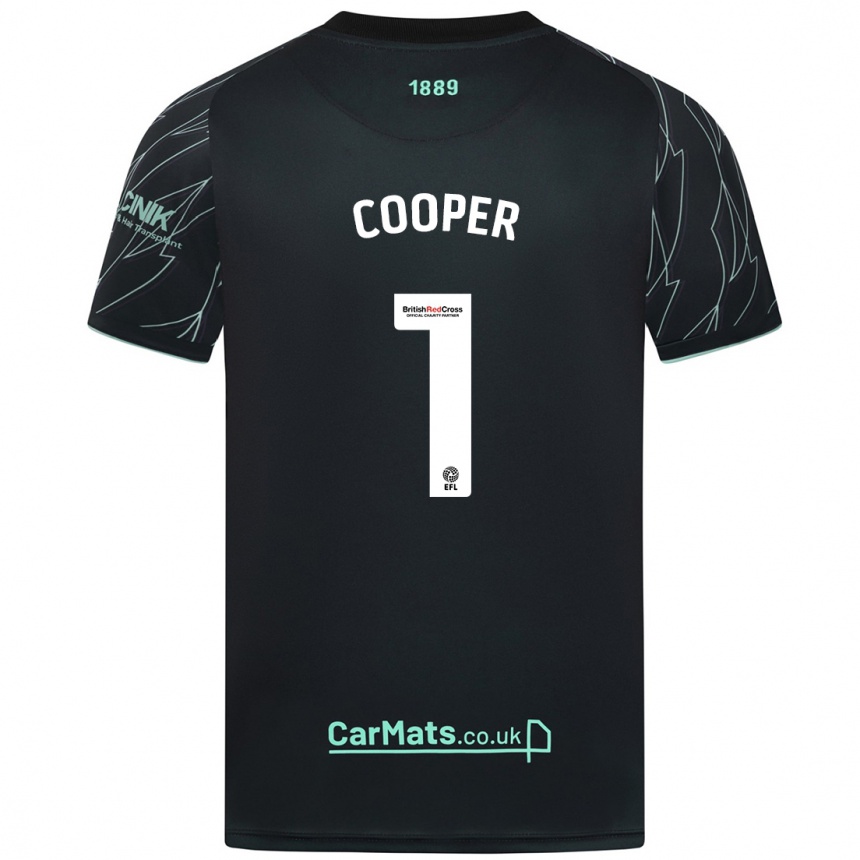 Kids Football Michael Cooper #1 Black Green Away Jersey 2024/25 T-Shirt