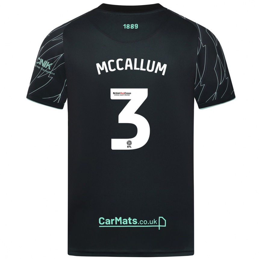 Kids Football Sam Mccallum #3 Black Green Away Jersey 2024/25 T-Shirt