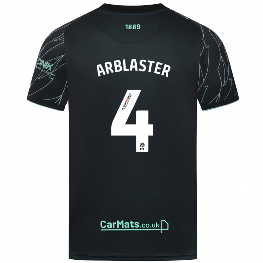 Kids Football Oliver Arblaster #4 Black Green Away Jersey 2024/25 T-Shirt