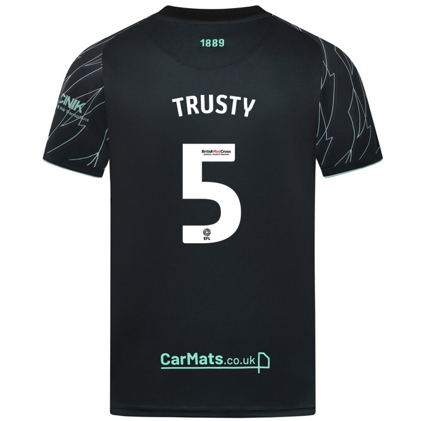 Kids Football Auston Trusty #5 Black Green Away Jersey 2024/25 T-Shirt