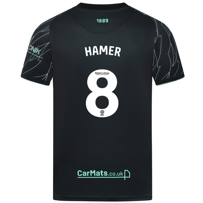 Kids Football Gustavo Hamer #8 Black Green Away Jersey 2024/25 T-Shirt