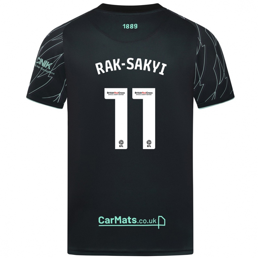 Kids Football Jesurun Rak-Sakyi #11 Black Green Away Jersey 2024/25 T-Shirt