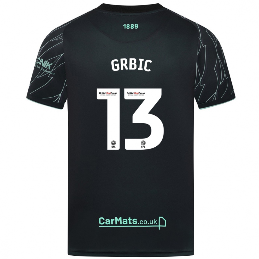 Kids Football Ivo Grbic #13 Black Green Away Jersey 2024/25 T-Shirt