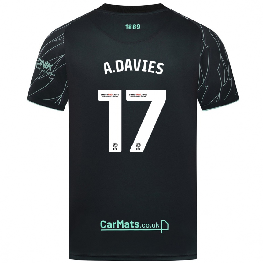 Kids Football Adam Davies #17 Black Green Away Jersey 2024/25 T-Shirt