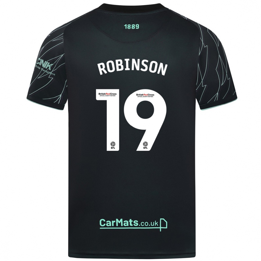 Kids Football Jack Robinson #19 Black Green Away Jersey 2024/25 T-Shirt