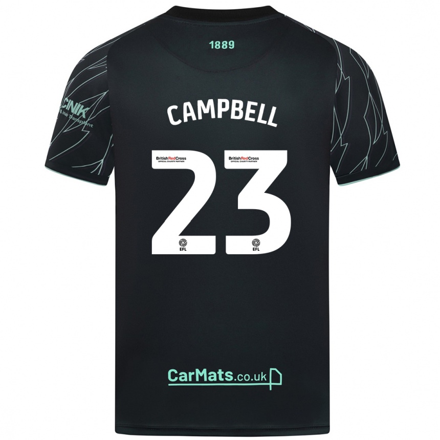 Kids Football Tyrese Campbell #23 Black Green Away Jersey 2024/25 T-Shirt