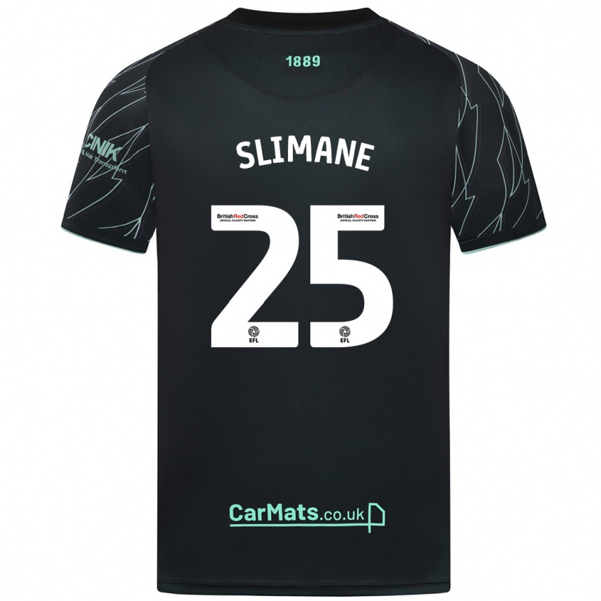 Kids Football Anis Slimane #25 Black Green Away Jersey 2024/25 T-Shirt