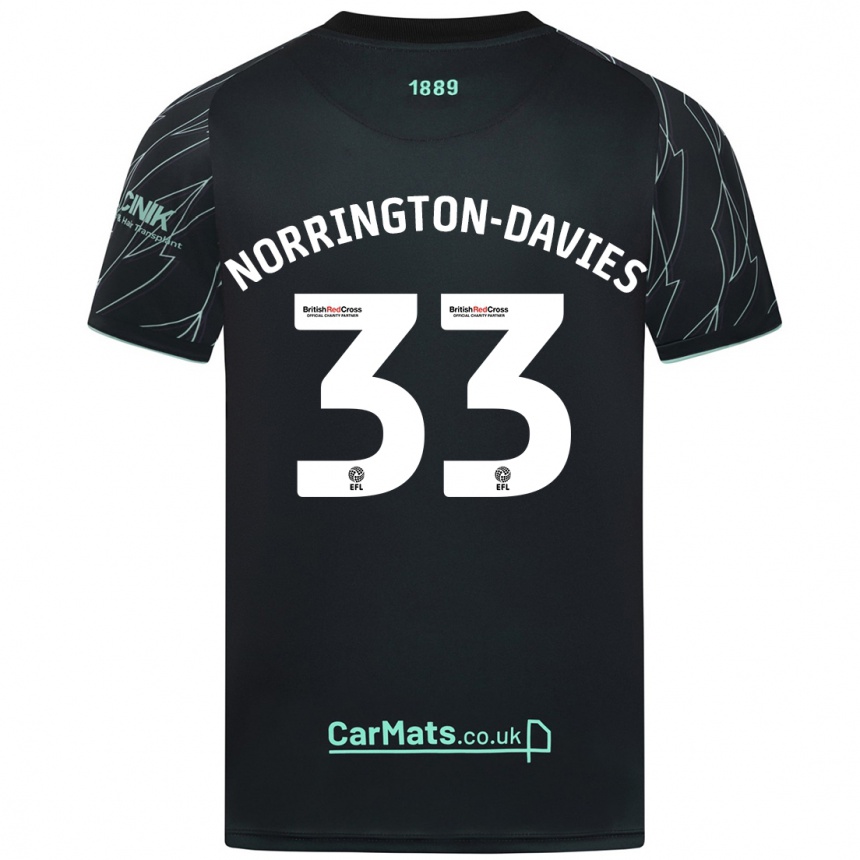 Kids Football Rhys Norrington-Davies #33 Black Green Away Jersey 2024/25 T-Shirt