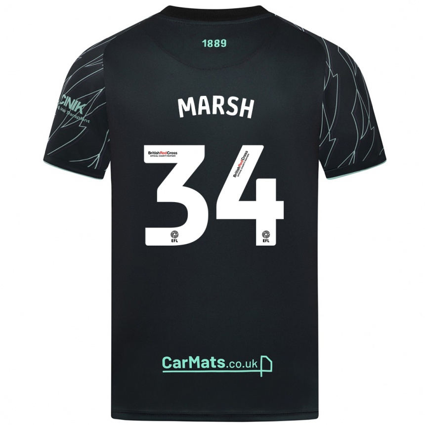 Kids Football Louie Marsh #34 Black Green Away Jersey 2024/25 T-Shirt