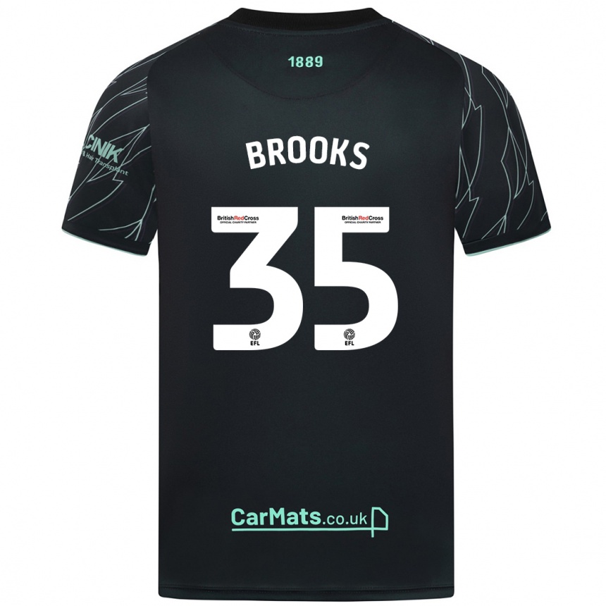 Kids Football Andre Brooks #35 Black Green Away Jersey 2024/25 T-Shirt