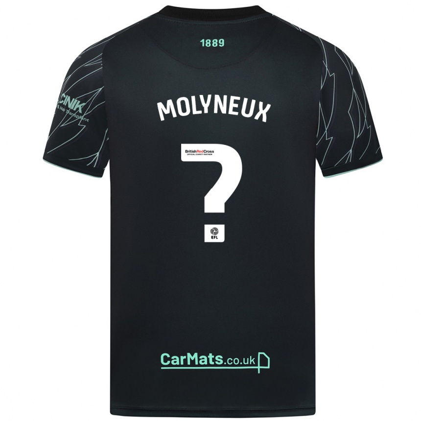 Kids Football Henry Molyneux #0 Black Green Away Jersey 2024/25 T-Shirt