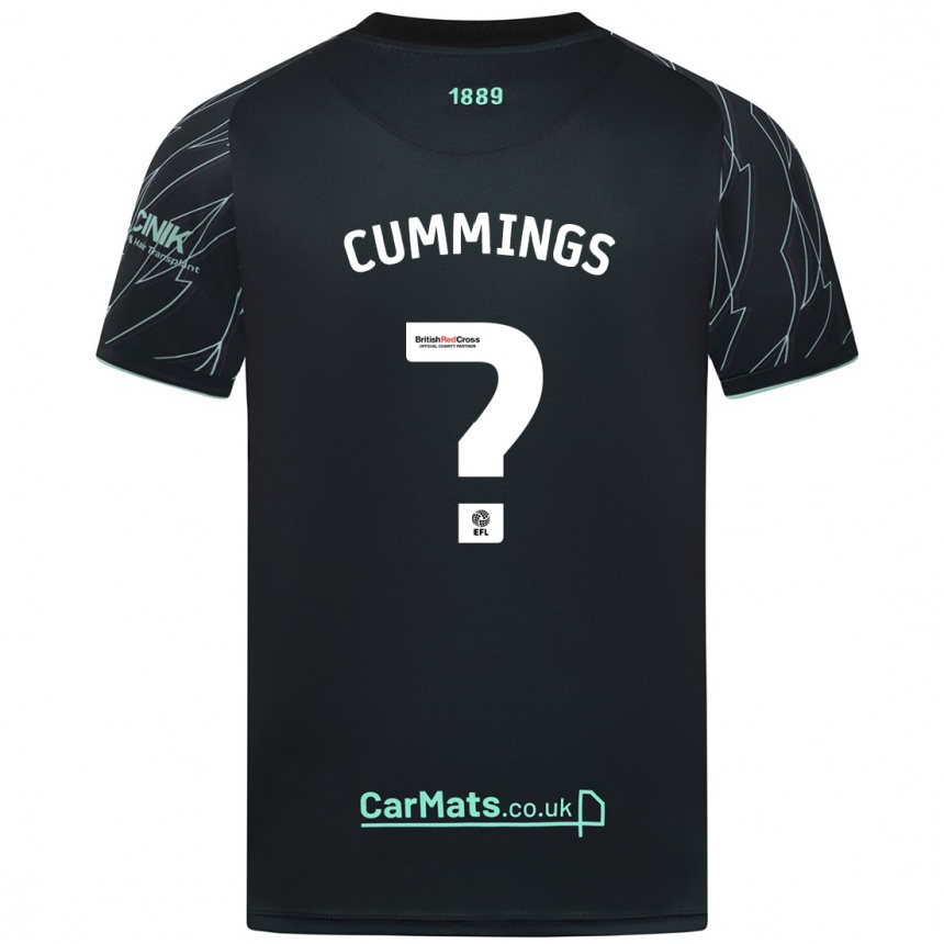 Kids Football Ethan Cummings #0 Black Green Away Jersey 2024/25 T-Shirt