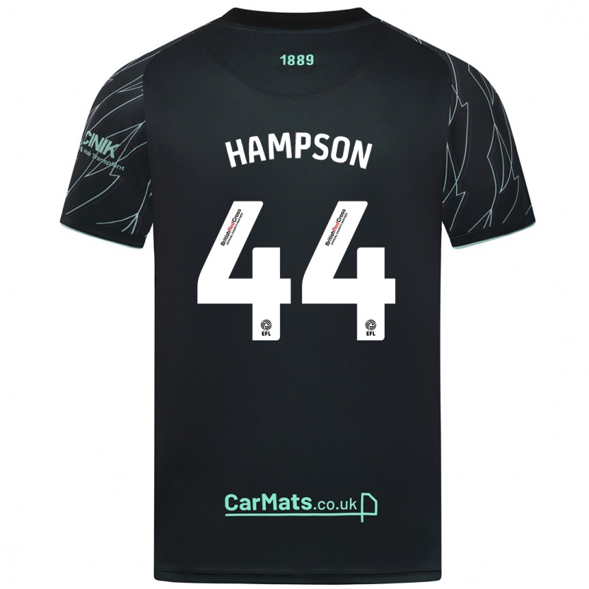 Kids Football Owen Hampson #44 Black Green Away Jersey 2024/25 T-Shirt