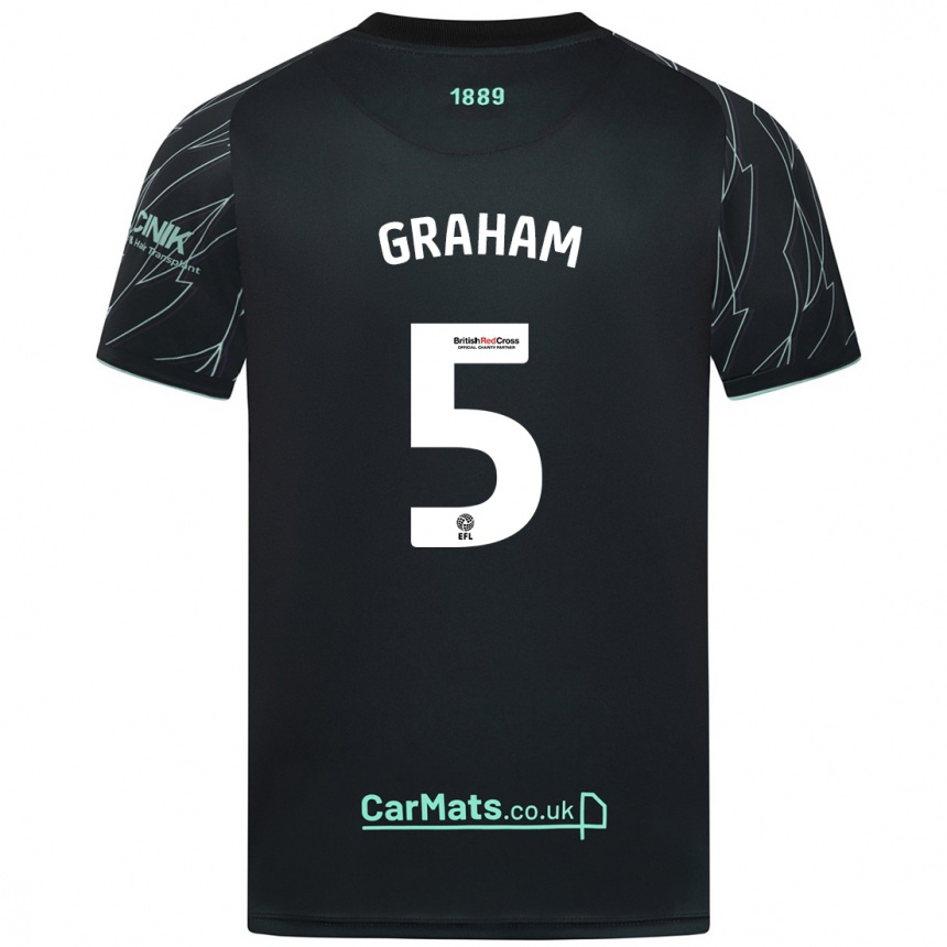 Kids Football Molly Graham #5 Black Green Away Jersey 2024/25 T-Shirt