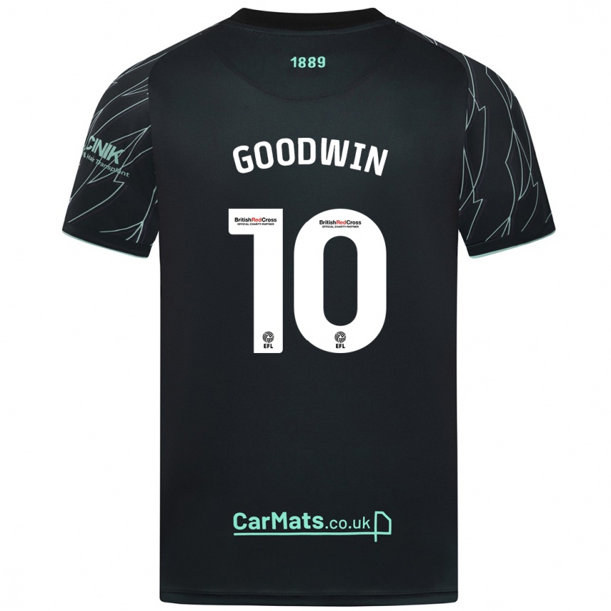 Kids Football Isobel Goodwin #10 Black Green Away Jersey 2024/25 T-Shirt