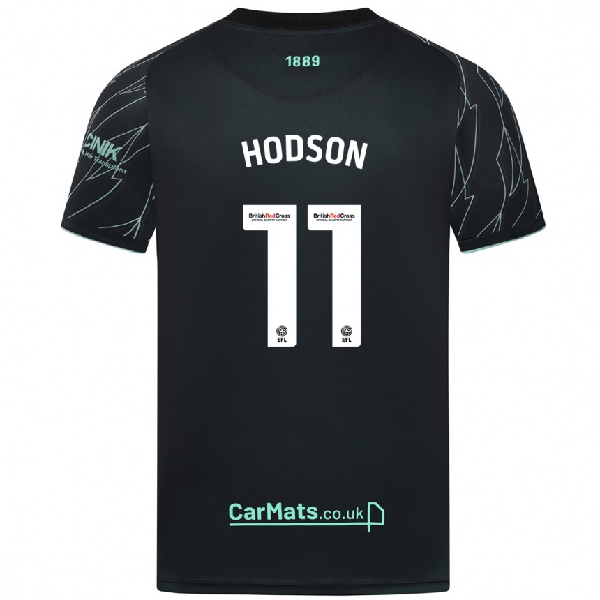 Kids Football Ashley Hodson #11 Black Green Away Jersey 2024/25 T-Shirt