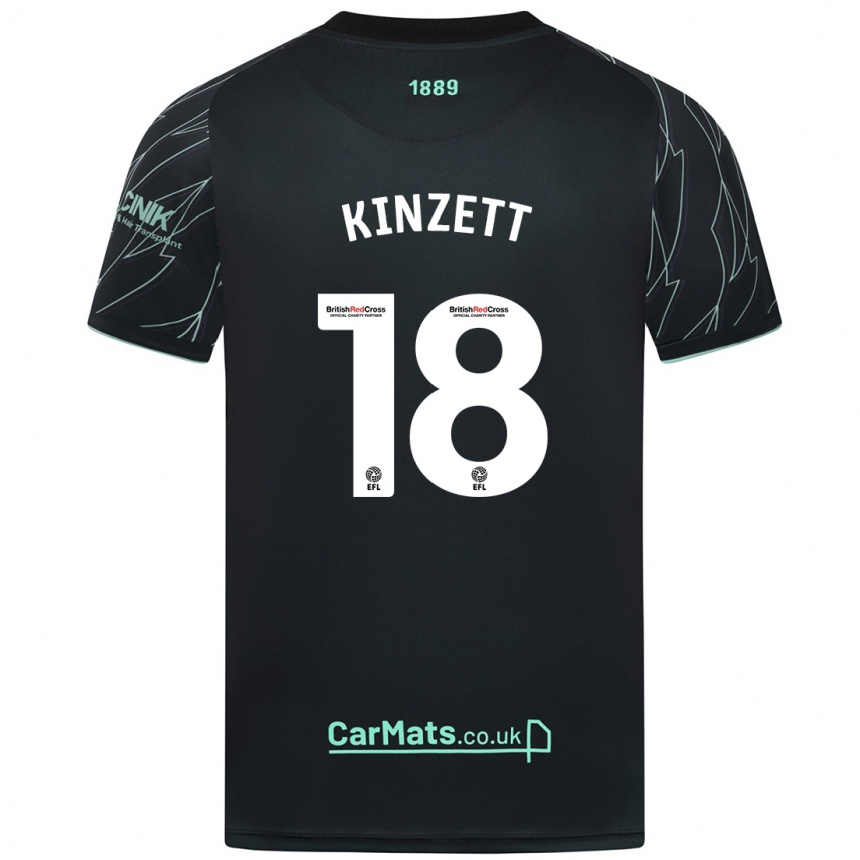 Kids Football Ella Kinzett #18 Black Green Away Jersey 2024/25 T-Shirt