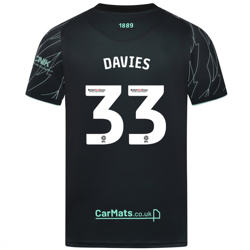 Kids Football Bethan Davies #33 Black Green Away Jersey 2024/25 T-Shirt