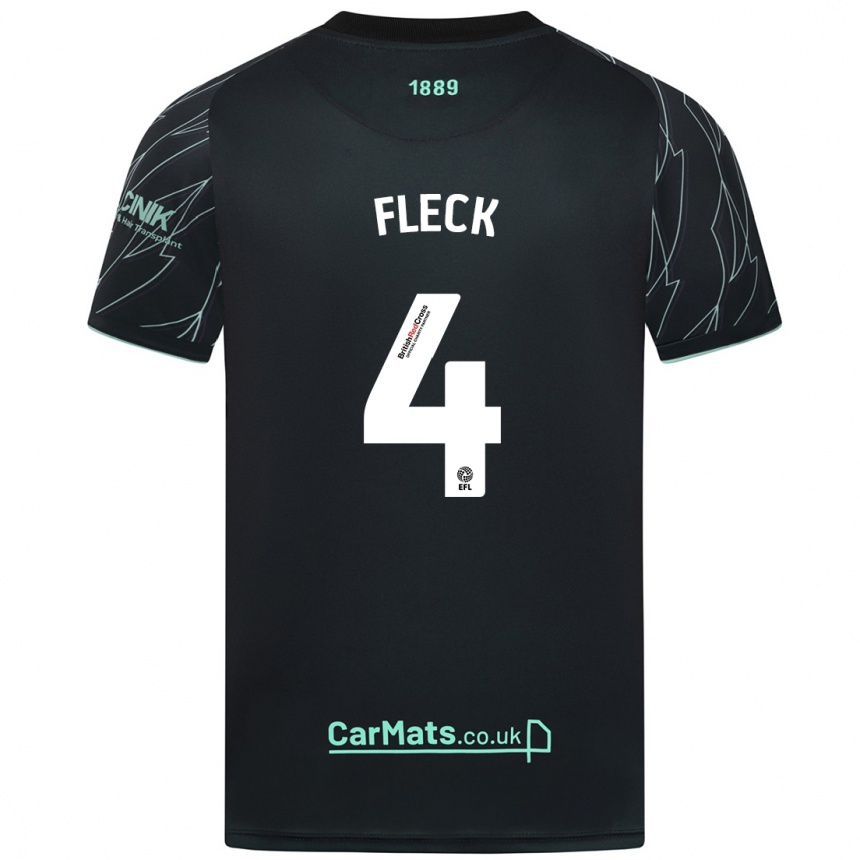 Kids Football John Fleck #4 Black Green Away Jersey 2024/25 T-Shirt