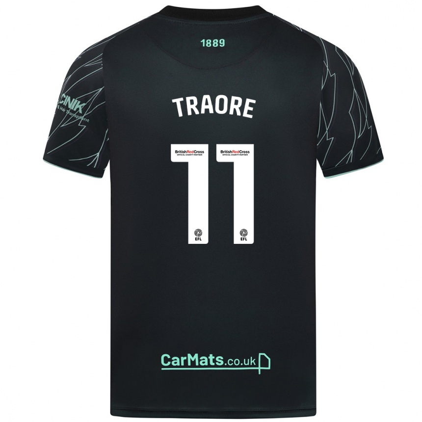 Kids Football Bénie Traoré #11 Black Green Away Jersey 2024/25 T-Shirt