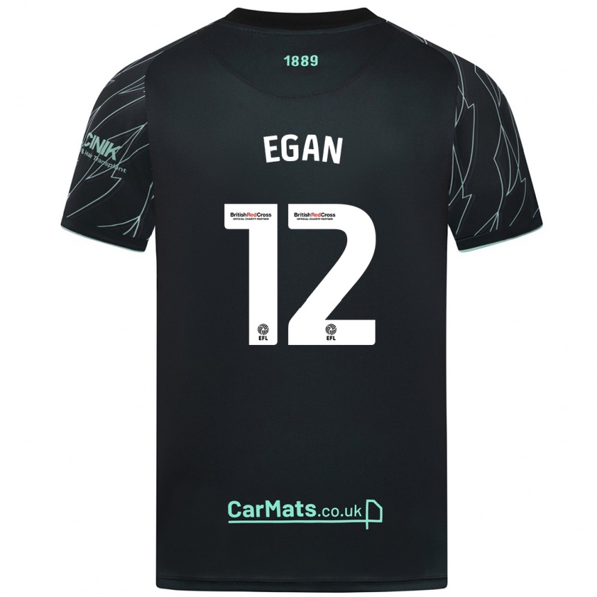 Kids Football John Egan #12 Black Green Away Jersey 2024/25 T-Shirt