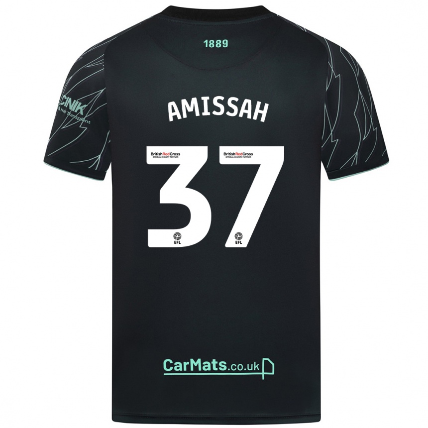 Kids Football Jordan Amissah #37 Black Green Away Jersey 2024/25 T-Shirt