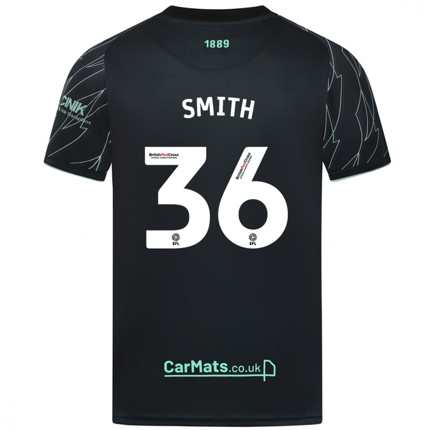 Kids Football Joshua Smith #36 Black Green Away Jersey 2024/25 T-Shirt