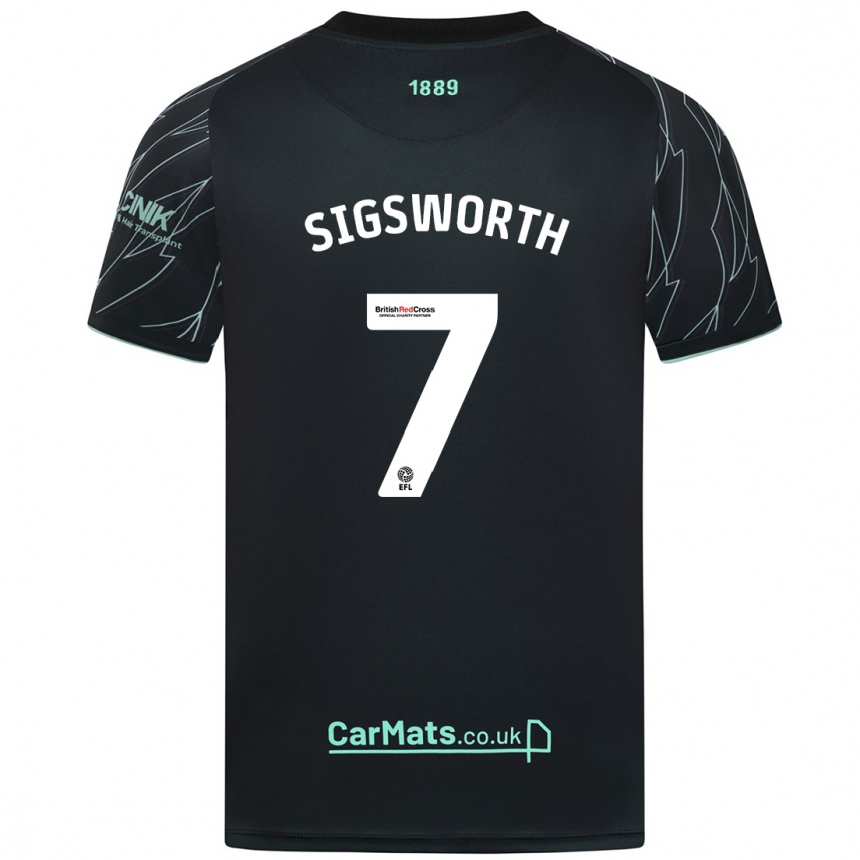 Kids Football Jess Sigsworth #7 Black Green Away Jersey 2024/25 T-Shirt