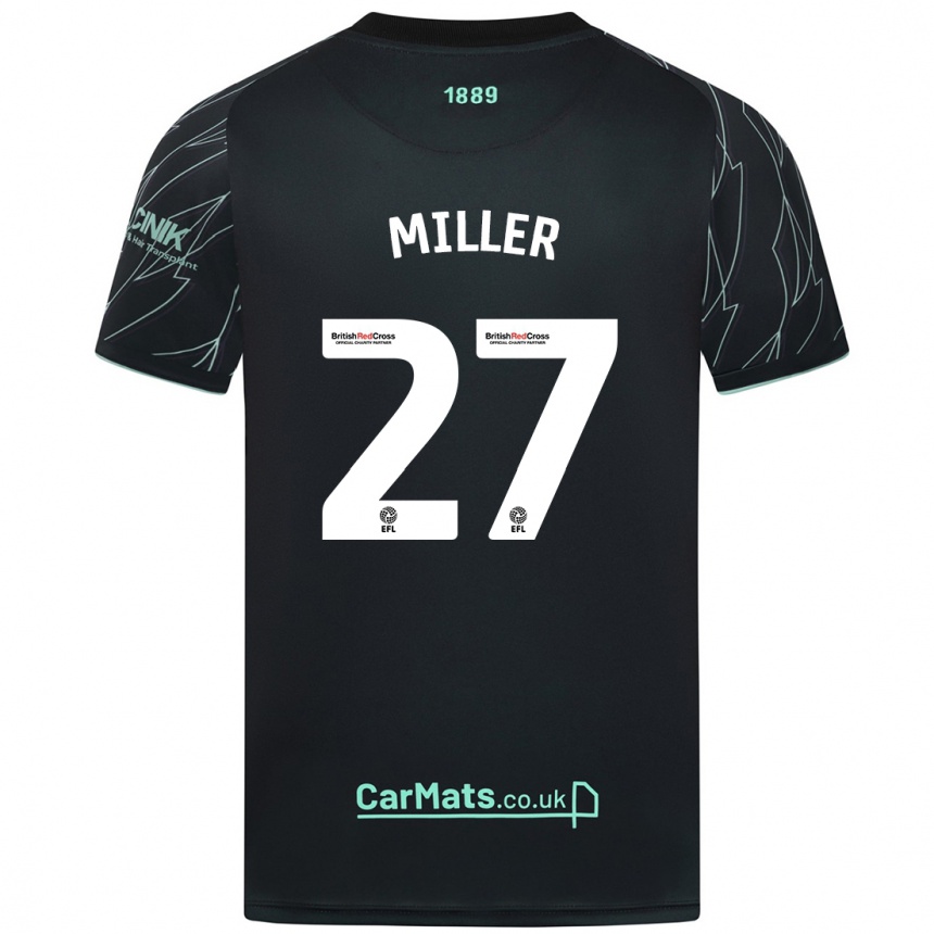 Kids Football Lara Miller #27 Black Green Away Jersey 2024/25 T-Shirt