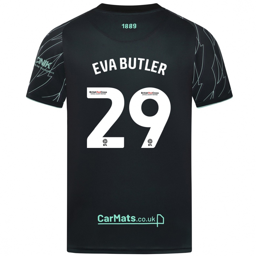 Kids Football Eva Butler #29 Black Green Away Jersey 2024/25 T-Shirt