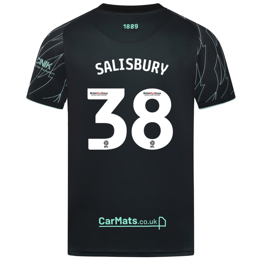 Kids Football Chloe Salisbury #38 Black Green Away Jersey 2024/25 T-Shirt