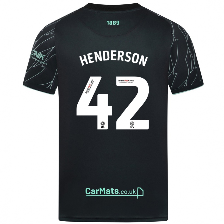 Kids Football Peyton Henderson #42 Black Green Away Jersey 2024/25 T-Shirt