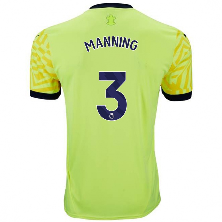 Kids Football Ryan Manning #3 Yellow Away Jersey 2024/25 T-Shirt