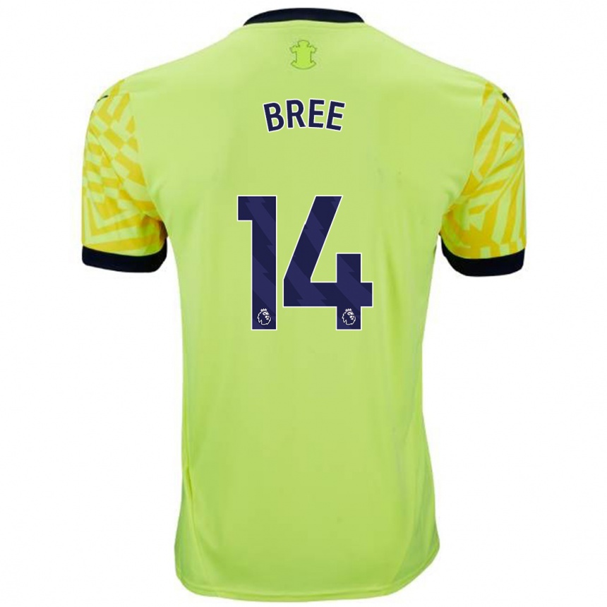 Kids Football James Bree #14 Yellow Away Jersey 2024/25 T-Shirt